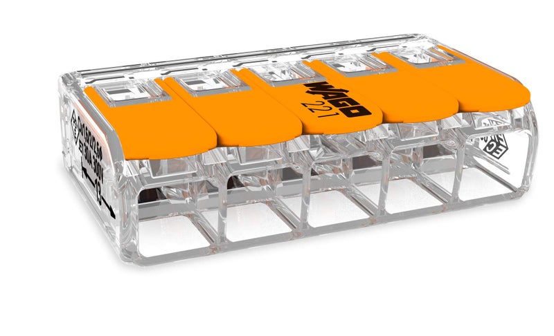 Wago 221-615 Lever-Nuts 10AWG 5 Conductor Compact Wire Connectors 6 PK - Image 1